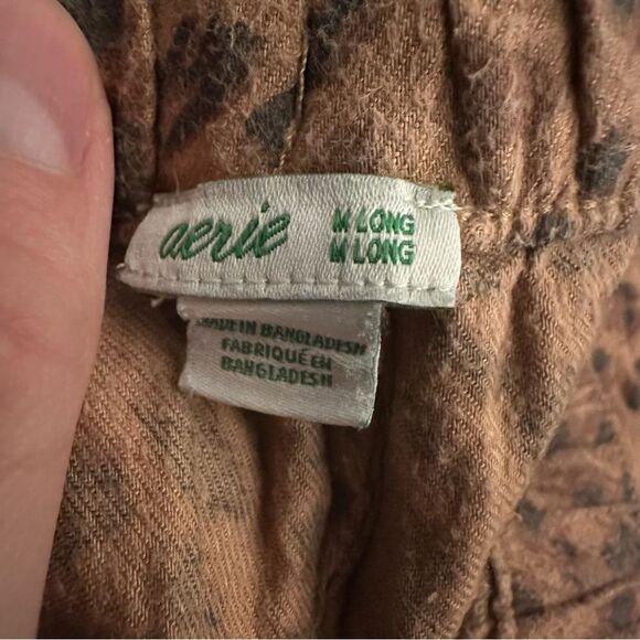 Aerie Leopard Print Flannel Pajama Pant Size Medium Long Casual Comfy Cozy Chic - Picture 8 of 16